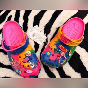 Women Tie-Dye Clog Sandals with Charms - Pink Multi